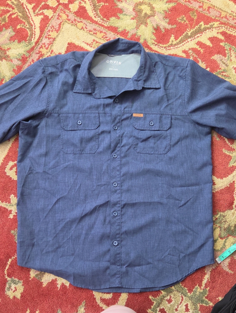 Orvis blue button down shirt